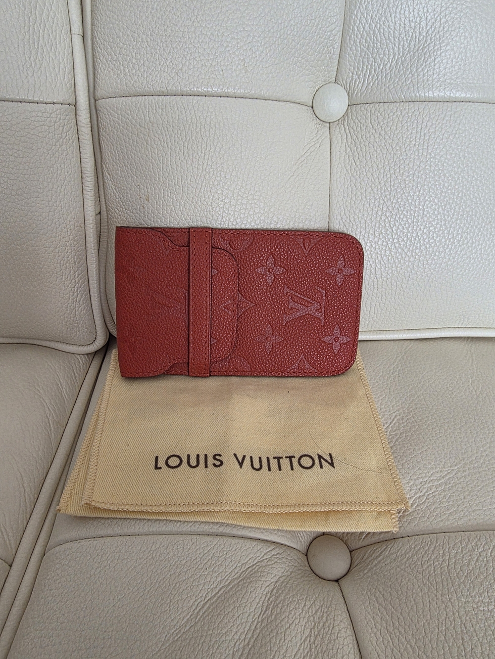Louis Vuitton Aurore Red Embossed Empreinte Case